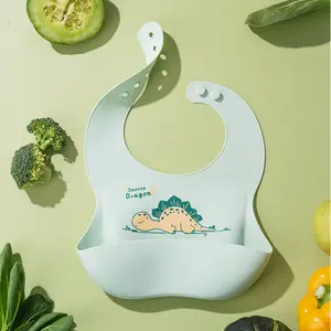 Bpa Free Waterproof Silicone Baby Bib With With Food Catcher Baby Silicone Bibs Wholesale Feeding Supplies