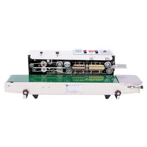 High quality continuous band bag sealer ink ribbon pouch packing machine customized left to right sealing