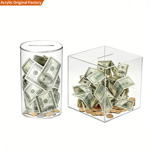 <span class=keywords><strong>กล่อง</strong></span>อะคริลิคใส<span class=keywords><strong>ส</strong></span>ำหรับเก็บเหรียญและธนบัตร  รูปทรง<span class=keywords><strong>ส</strong></span>ี่เหลี่ยมและทรงกลม เป็นมิตรกับสิ่งแวดล้อม ใช้เป็นกระปุกออม<span class=keywords><strong>ส</strong></span>ินเพื่อเก็บเงิน - Product Image 1