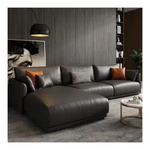 Toptan İtalyan L şekli fransız kanepe modern deri kanepe deri kesit kanepe oturma odası mobilya