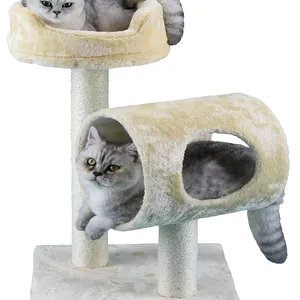 広々としたコンドミニアムと小さなキティコンドミニアムを備えた豪華な猫の木猫の塔高架ベッドとトンネルを備えた子猫の塔猫の木
