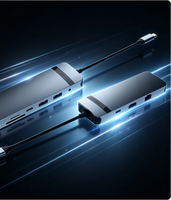Station d'accueil pour ordinateur portable en métal, 9 ports Type C, pour Ethernet 4K 1 Gbps, charge PD 100W, USB-C avec lecteur SD/TF, en stock