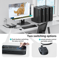 Saklar KVM HDMI 4K 60Hz, MT-VIKI 4 port + 4 kabel, 4 komputer 1 Monitor 4 Port KVM Switch HDMI 4 in 1 dengan kontrol Desktop
