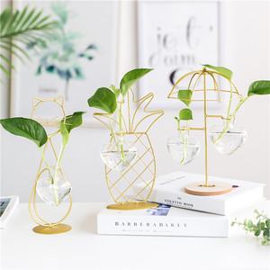 Florero de tubo de prueba de vidrio, soporte de Metal dorado para decoración del hogar, decoración de boda - Product Image 6