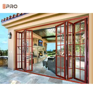 High Quality Folding Door Exterior Portable Soundproof Balcony Glass Aluminum Bi Fold Door With Plexiglass