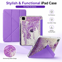 Étui pour iPad Glitter Sparkle Origami pour Pro 11 13 M4 Air M2 2024, support pliable transparent, étui pour tablette avec porte-stylet
