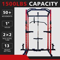 IUNNDS OEM Cage de musculation en métal multifonctionnelle, rack de musculation réglable, système de croisement de câbles, accessoire d'entraînement des biceps, rouge, salle de sport à domicile