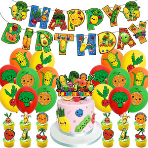 Set de Fiesta Temática de Cumpleaños de Osos y Frutas, Banner de Feliz Cumpleaños de Dibujos Animados, Combinación de Globos, Artículos de Fiesta, Decoración para Niños - Product Image 2
