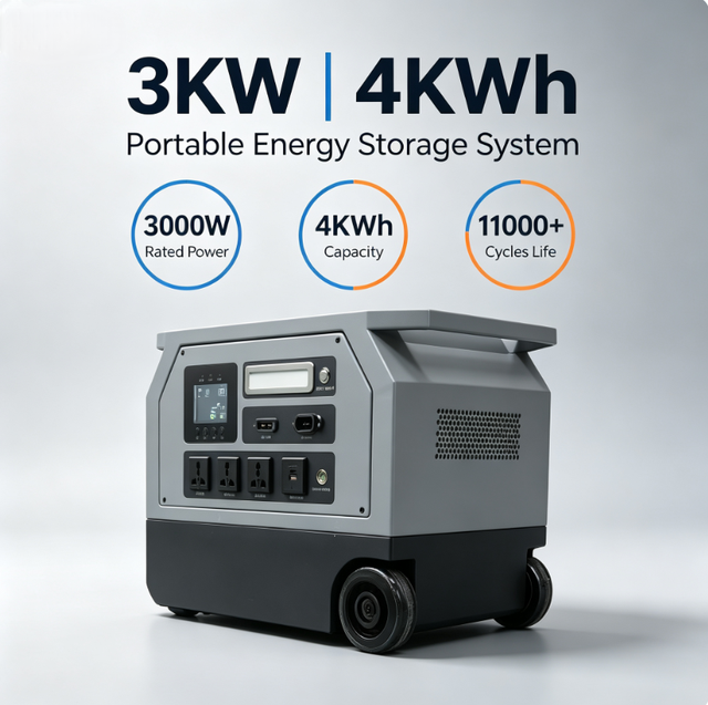 3000W 4KWh Portable Solar Generator LiFePO4 Power Station for Home Backup