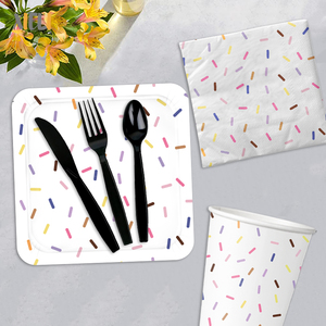 Donut Sprinkles Suministros para fiestas <span class=keywords><strong>Platos</strong></span> <span class=keywords><strong>y</strong></span> <span class=keywords><strong>vasos</strong></span> <span class=keywords><strong>de</strong></span> papel Servilletas Juego <span class=keywords><strong>de</strong></span> <span class=keywords><strong>vajilla</strong></span> desechable para fiestas - Product Image 2