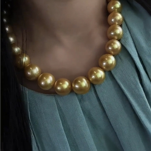 จี้มุกเซาท์ซีเกรด AAAAA ขนาด 16 มม. ประดับทอง พร้อมสร้อยคอแบบหนา สไตล์ยุโรปอเมริกัน - Product Image 3