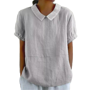 Nouvelle collection : Short décontracté d'été pour femme en fibre de bambou tissée, écologique, à revers ample et couleur unie - Product Image 1