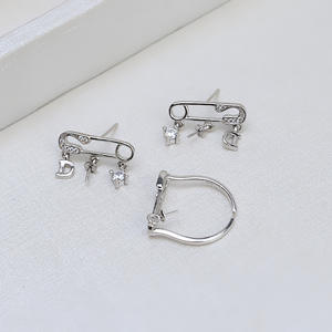 Wenchi S925 <b>Silver</b> Pin Living Ring Female Earring Set Accessories DIY Pearl Pendant Empty Holder Fashion <b>Stud</b> 15526 China - Product Image 4