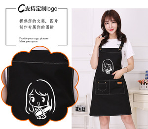 Tablier de cuisine en coton pour adulte, toile pure, denim, avec LOGO imprimé personnalisé, mode coréenne, nouveau, travail, restauration - Product Image 5