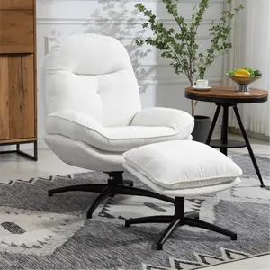 SANS Nordic Design Sherpa/Fabric/Leather Swivel Leisure Accent Chair With Ottoman Living Room Furniture