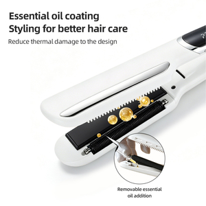 Piastra per Capelli Elettrica con Olio, Display LCD, Riscaldamento Rapido, Rivestimento <span class=keywords><strong>in</strong></span> Ceramica, Qualità Professionale, con Strisce <span class=keywords><strong>in</strong></span> Spugna - Product Image 1