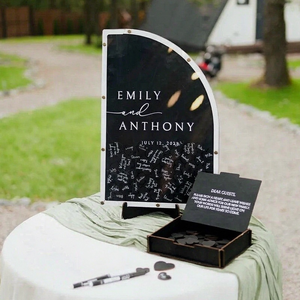 Uionen Personalized Wooden Arch Sign Custom Engraved Date & Text <b>Wedding</b> Party Decor Creative Guest Signature <b>Keepsake</b> Ornament - Product Image 1