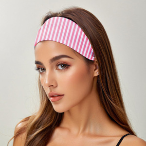 Europese Amerikaanse Mode Dames Brede Hoofdband Gestreepte Print Haarband Voor Fitness Yoga Met Groothandel Knoop Haarbanden - Product Image 3