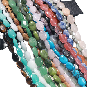 Cuentas de Piedra de Aguamarina Natural de 6-8mm para la Fabricación de Joyas, Cuentas de Piedras Preciosas de Forma Ovalada, Energía Curativa, Tercera Parte - Product Image 1