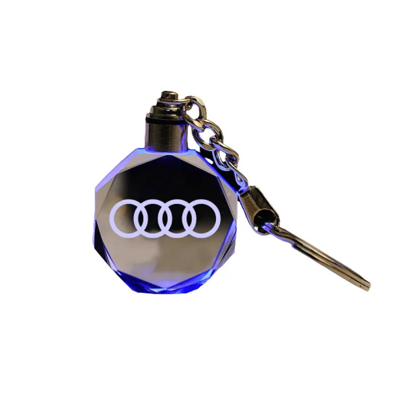 Promotional LED Light Keychain Customized Lovely 3D Laser Engraving Souvenir Gift Crystal Key Chain For Car