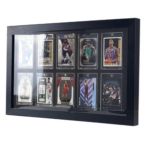 Sports Card <b>Display</b> <b>Case</b> <b>Wall</b> Mounted 9 Slot Black Frame With Lock For Collectible Trading Cards And Memorabilia - Product Image 4
