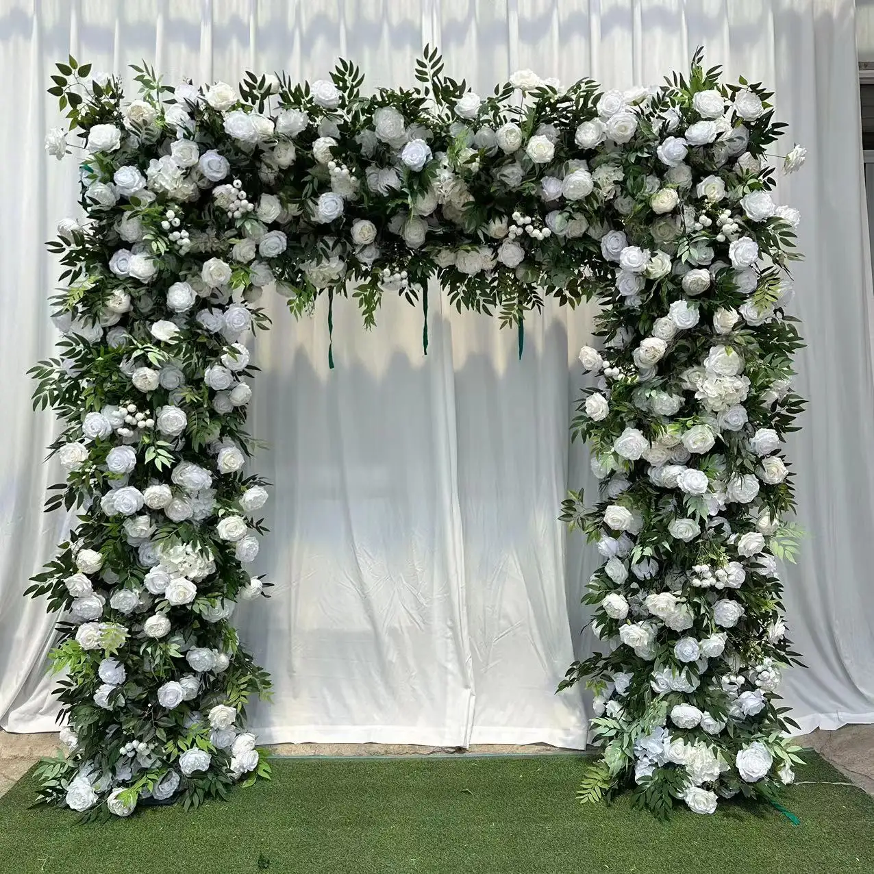 A-FSA005 Wholesale silk square flower arch backdrop fake flower arch artificial rose flower arch for wedding decoration