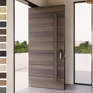 Puerta de Entrada Principal de Madera de Diseño Moderno, Fabricada en China, para Casas y Villas de Lujo, Puerta Exterior Pivotante de Madera de Nogal - Product Image 3