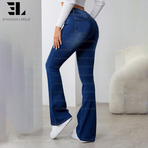 LARSUR Xintang Guangzhou China, Fábrica de Jeans de Mezclilla, Fabricante, Proveedor, Mayorista, Jeans Clásicos de <span class=keywords><strong>Mujer</strong></span>, Corte Ajustado y Acampanado - Product Image 3