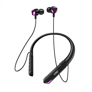 Neckband Headset Game Olahraga Nirkabel, Earphone Tahan Air Headphone dengan Mic Tali Leher Latensi Rendah