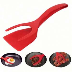 High Quality 2 in 1 Grip Flip Spatula Tongs <b>Silicone</b> Eco-Friendly Egg Clip Pancake Toast Omelette Overturned - Product Image 4