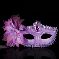 Masque Vénitien Diamanté pour Soirée Dansante, Plumes et Fleurs, Mariage, Carnaval, Spectacle, Costume Sexy pour Femme, Masque de Mascarade Noël 2026