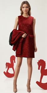 Collezione <span class=keywords><strong>Capodanno</strong></span>: Elegante <span class=keywords><strong>Abito</strong></span> Midi da <span class=keywords><strong>Donna</strong></span> in Tweed Senza Maniche, Stile Signora Raffinata, Servizio OEM, Traspirante e Vintage - Product Image 2