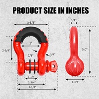 4.75 Ton Heavy-Duty D-Ring Bow Shackles Forged Steel Recovery Shackle for 4x4 Offroad Towing Truck Jeep Winch Pulling Accessory