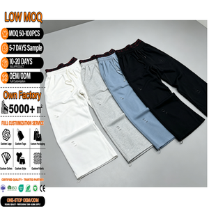 Custom Men's Baggy Pants Streetwear Vintage <b>Oversized</b> French Terry Wide Leg Jogger Hip Hop Loose Double Waist <b>Sweatpants</b> For Men - Product Image 1