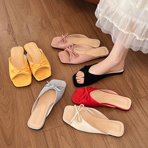 Sandales plates à nœud pour femme, élégantes et polyvalentes, chaussures décontractées d'été pour l'extérieur - Product Image 2