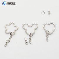 YIWANG Factory Wholesale Silver Mickey Key Chain Metal DIY Heart Flat Split Key Ring Keychain Ring Parts