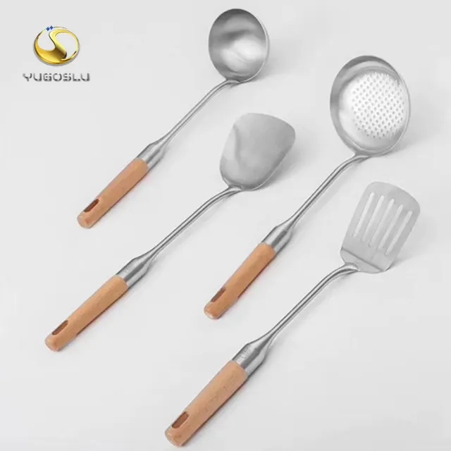 Kitchen utensil stainless steel Spoon Spatula 4pcs cooking tools Hot Sell Food Grade Stainless Steel Kitchen Accessories Handle