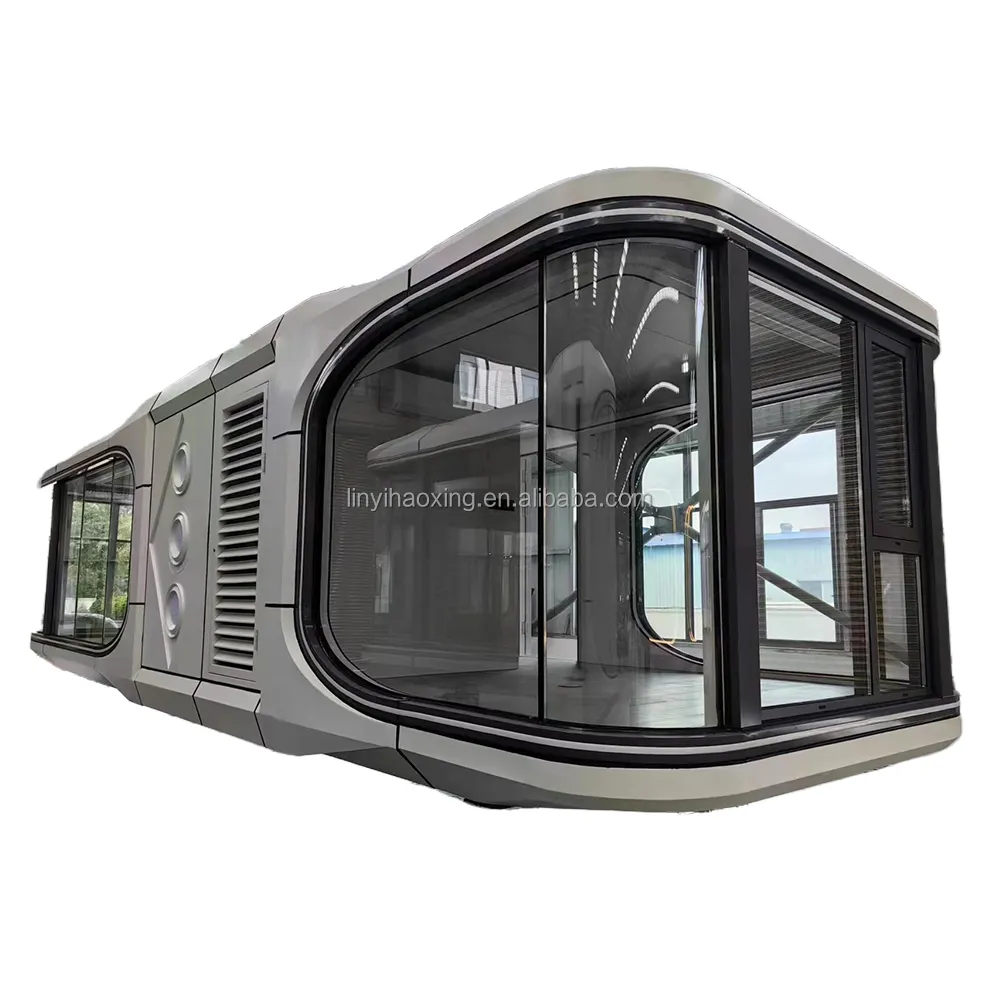 Casa de cápsula espacial Smart Camping Casas de cápsula móvil con cortina de control de voz