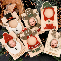 1pcs Porte-photo de vacances Cadeau de Noël Cadre photo en bois pour enfants pour Baby Shower Fête d'anniversaire Festivals Panneaux muraux Acrylique