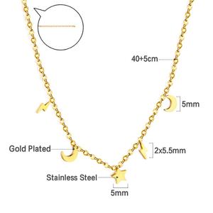 Collier délicat en acier inoxydable plaqué or PVD 18 carats avec pendentifs lune, étoile et éclair, bijou anti-ternissement pour femme - Product Image 2