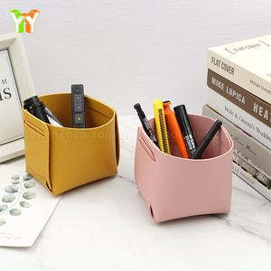 Pu Leather Pencil <b>Holder</b> Organizer Remote <b>Control</b> Storage Box Desktop Makeup Brush Tray - Product Image 6