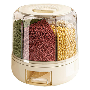 Eco Friendly Plastic Rotating Food & Spice <b>Storage</b> <b>Box</b> for <b>Kitchen</b>-Modern Rice Organizer - Product Image 1