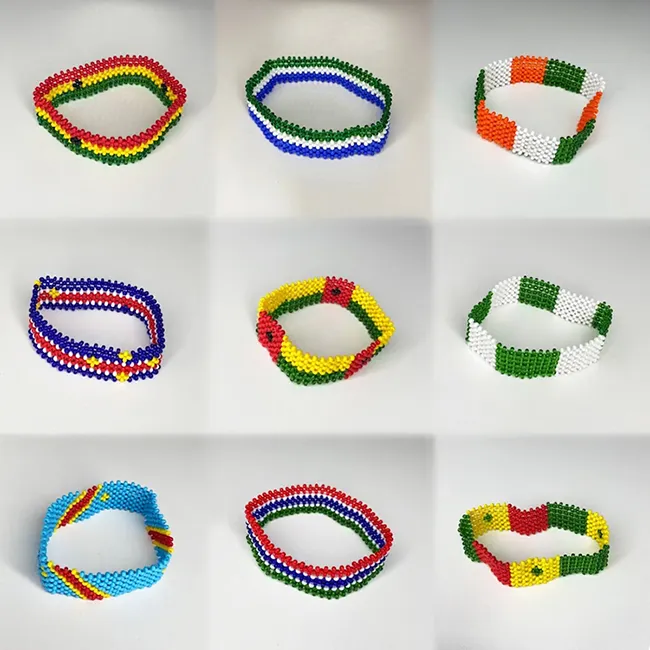 Nigeria Ghana Gambia Kongo Senegal Guinea Bissau Sierra Leone Elfenbein küste Mali Guinea Kap Verde Flagge Perlen Armband