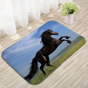 Alfombrillas de franela de la serie Galloping Horse, modernas y refrescantes, antideslizantes, absorbentes, para baño, venta al por mayor. - Product Image 4