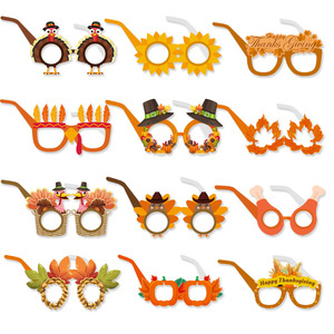 Lunettes en papier HLC ODM pour Thanksgiving, lunettes amusantes à porter en guise de déguisement avec des motifs de citrouille, de dinde et de feuille d'érable pour la décoration de fête de fin d'année - Product Image 2