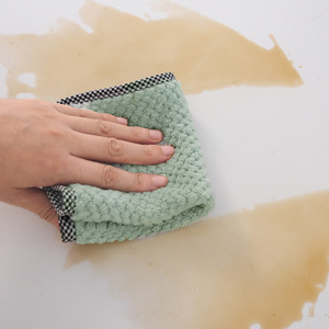 Cleaning Cloth <b>Square</b> Absorbent With Hanging Rope For Kitchen Dishwashing Multi Color Lattice Pattern - Product Image 4