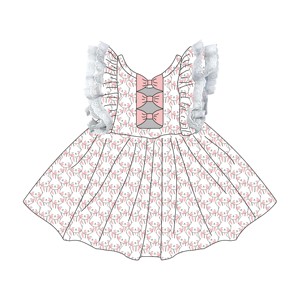 Robe d'été sans manches à imprimé fraise pour <span class=keywords><strong>fille</strong></span>, avec dentelle et volants, robe de fête avec nœud, robe pour enfants, fabrication sur mesure Qingli OEM, sans tarif - Product Image 1