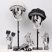 Support de présentation de tête de mannequin en plastique argenté et doré pour boutique, pour chapeaux, écharpes, lunettes de soleil, écouteurs