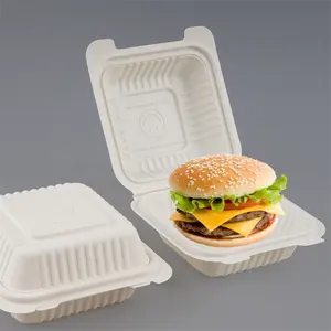 Biodegradables vuông thức ăn nhanh tùy chỉnh bao bì thực phẩm khoai tây chiên khoai tây chiên Burger hộp với logo