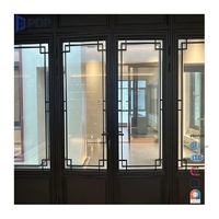 Puerta de Entrada de Estilo Chino con Doble Vidrio y Rejilla de Aleación de Aluminio, Antirrobo e Impermeable para Apartamentos y Dormitorios Exteriores